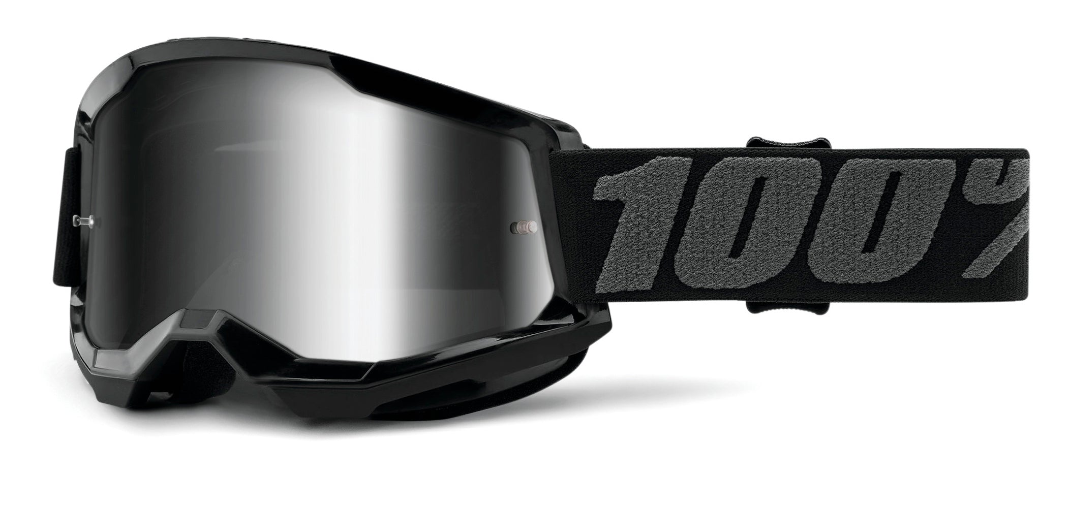 100% Sports Black Mirror Silver Strata 2 Goggles 5652-1005-00 196261045376 Jorgensen Powersports