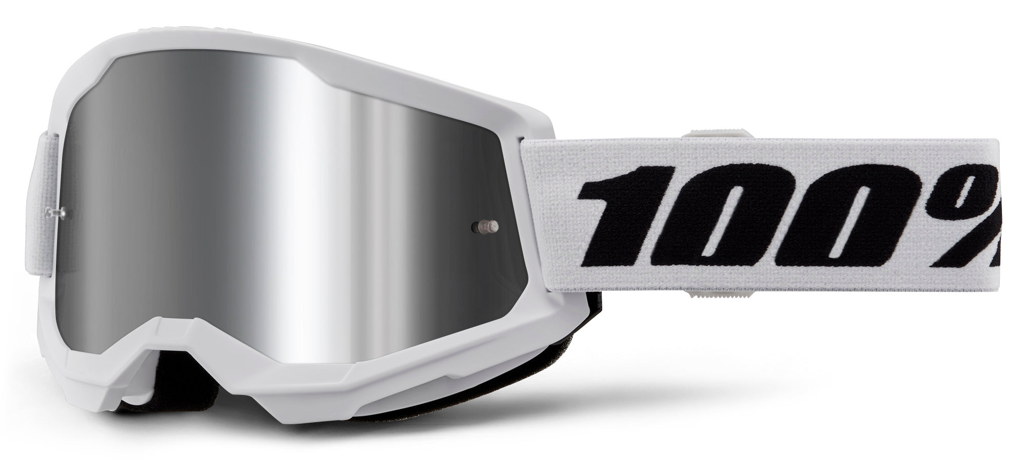 100% Sports White Mirror Silver Strata 2 Goggles 5652-1009-00 196261045437 Jorgensen Powersports
