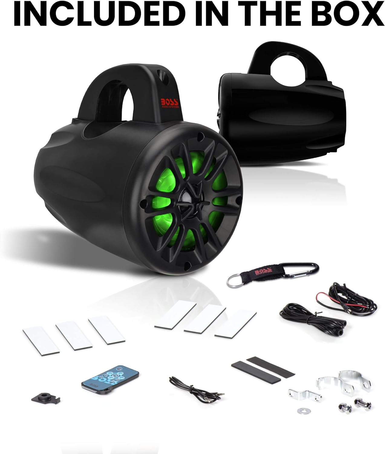 BOSS Speakers Boss Audio Systems 4 Inch Marine Wake Tower Speakers- Full Range MRWT40RGB B07NYMQF52 Jorgensen Powersports