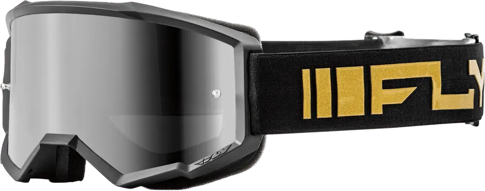 Fly Apparel Black/Gold w/Silver Mirror/Smoke Lens / Adult Fly Zone Goggles 2025 37-51520 191361408236 Jorgensen Powersports