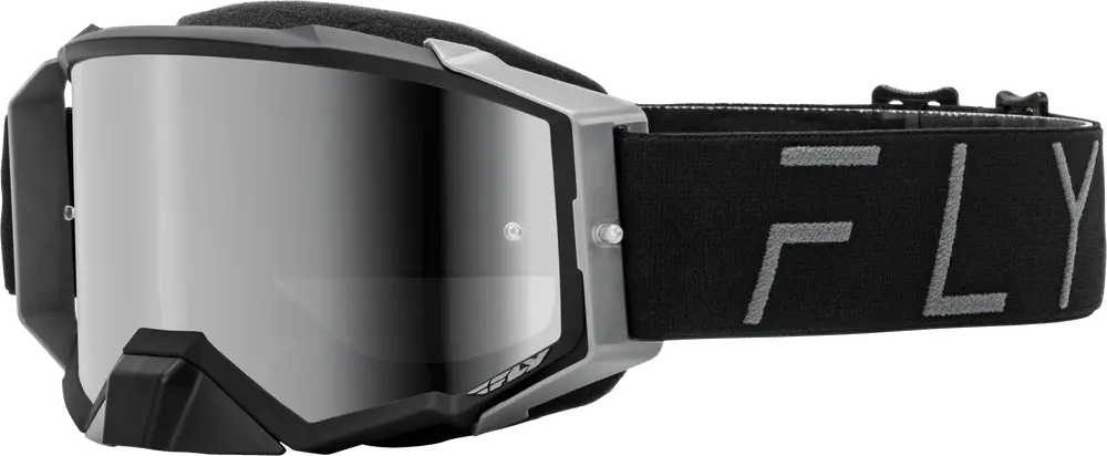 Fly Apparel Black/Grey w/Black Mirror/Smoke Lens / Adult Fly Zone Pro Goggles 2025 37-51908 191361408199 Jorgensen Powersports