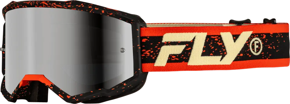 Fly Apparel Black/Red/Cream w/Silver Mirror/Smoke Lens / Youth Fly Zone Goggles Youth 2025 37-51527Y 191361474446 Jorgensen Powersports