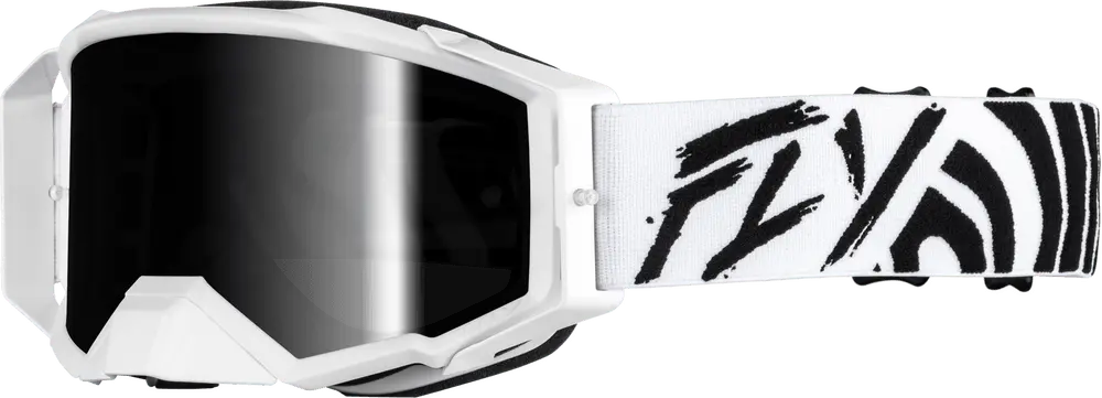 Fly Apparel Black/White w/Black Mirror/Smoke Lens Fly Zone Elite Goggles 37-5515 191361474613 Jorgensen Powersports