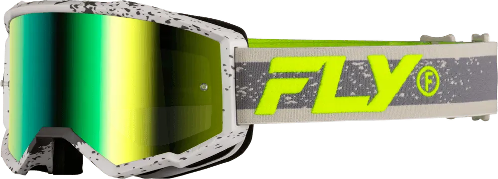 Fly Apparel Dark Grey/Hi-Vis w/Iridescent Green Mirror Lens / Adult Fly Zone Goggles 2025 37-51526 191361474415 Jorgensen Powersports