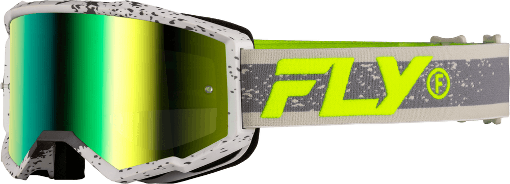 Fly Apparel Dark Grey/Hi-Vis w/Iridescent Green Mirror Lens / Youth Fly Zone Goggles Youth 2025 37-51526Y 191361474422 Jorgensen Powersports