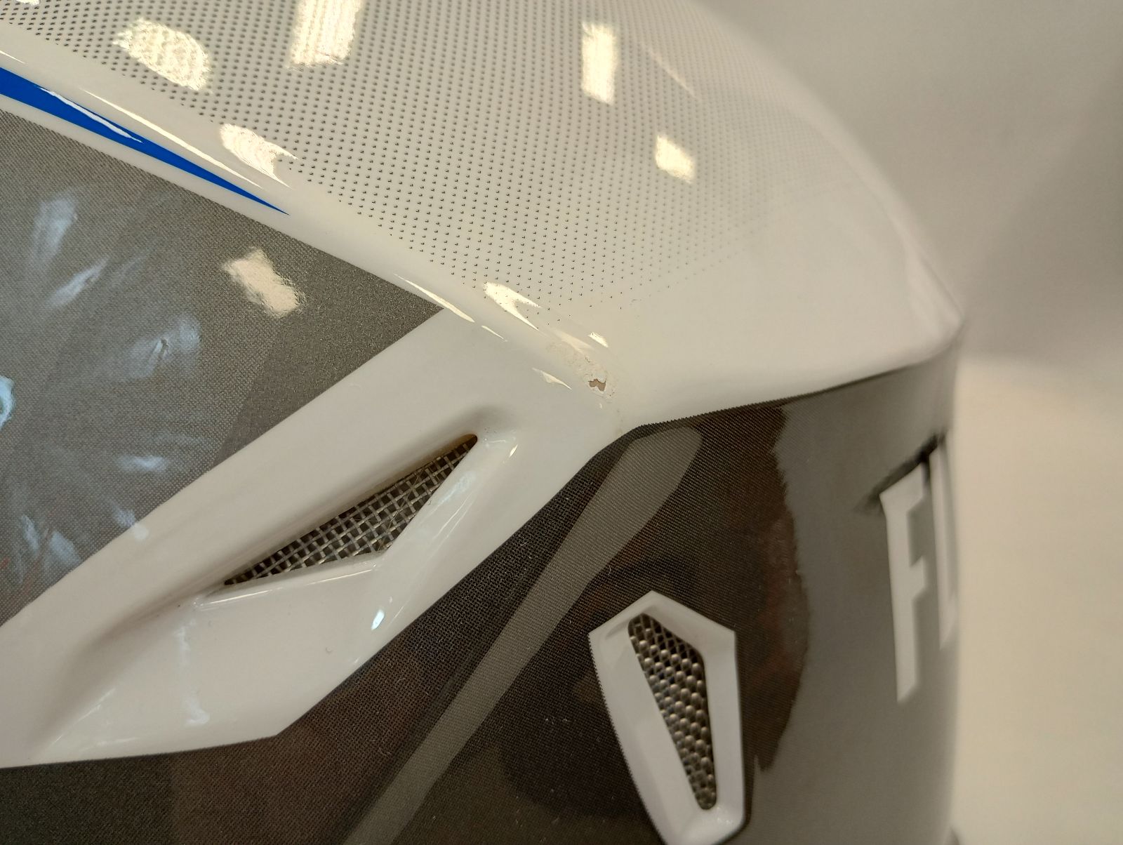 Fly Apparel Fly Kinetic Drift Helmet (Blue/Charcoal/White, Youth Large) USED 73-8641YL U Jorgensen Powersports