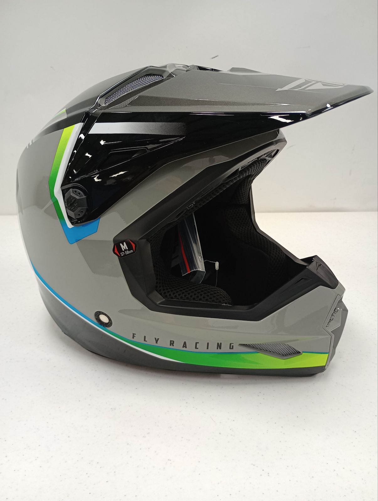 Fly Apparel Fly Kinetic Vision Helmet (Grey, Medium) Defect USED 73-8650M U B0B3MC886C Jorgensen Powersports