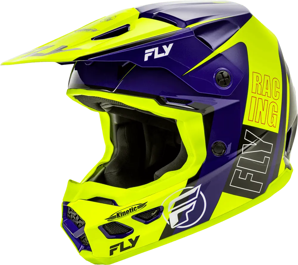 Fly Apparel Hi-Vis/Blue/Black / Medium Fly Kinetic Rally Helmet 2025 73-8661M 191361435263 Jorgensen Powersports