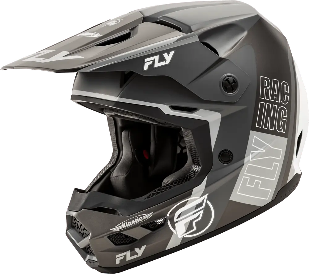 Fly Apparel Matte Grey/Black/White / Medium Fly Kinetic Rally Helmet 2025 73-8662M 191361435355 Jorgensen Powersports