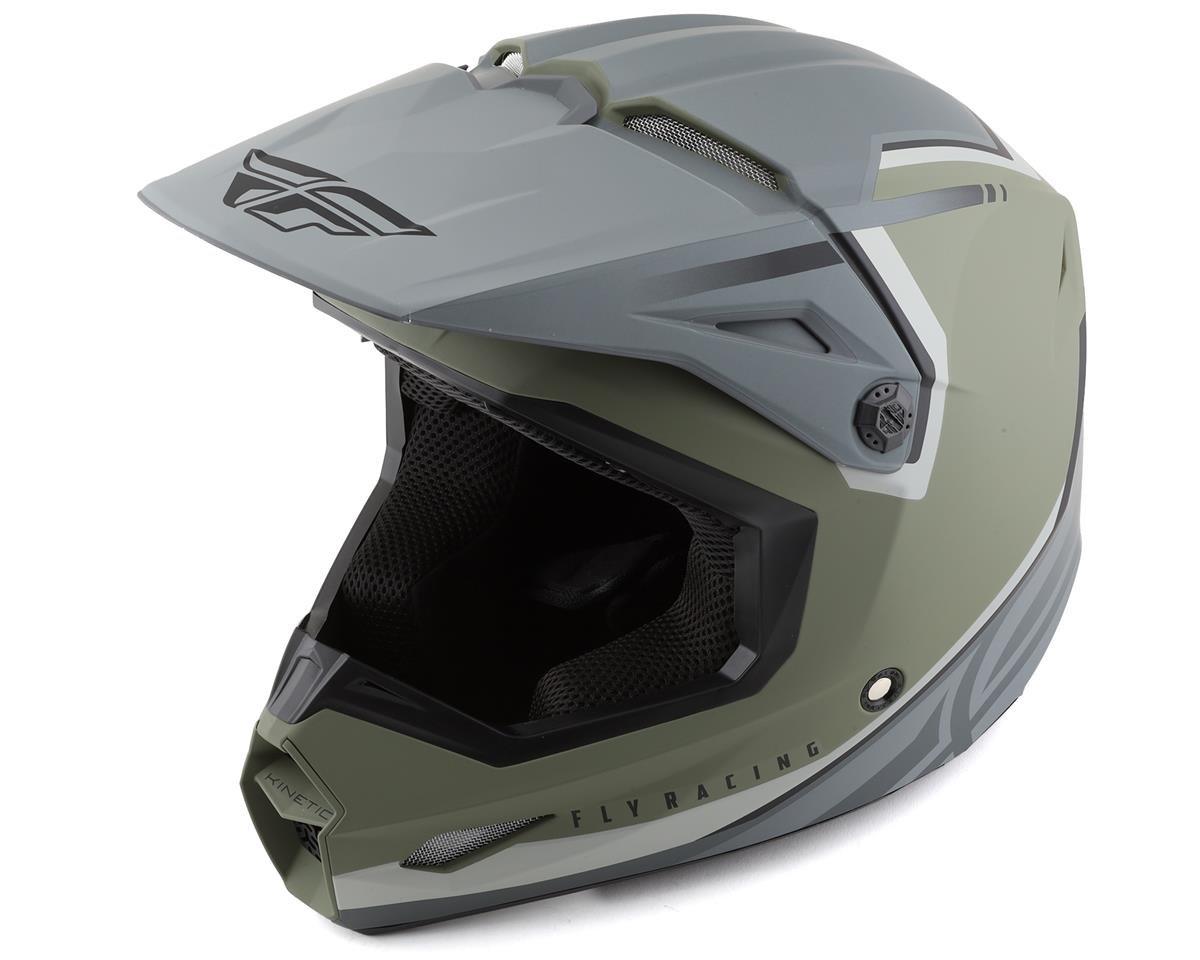 Fly Apparel Matte Olive Green/Grey / Youth Medium Fly Kinetic Vision Helmet Youth 73-8652YM B0B3M62Z8M Jorgensen Powersports