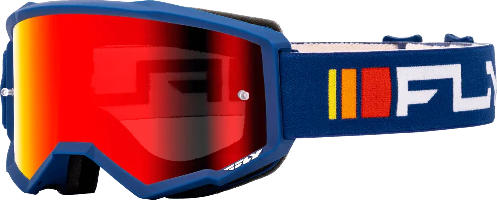 Fly Apparel Navy/White w/Red Mirror/Smoke Lens / Adult Fly Zone Goggles 2025 37-51521 191361408243 Jorgensen Powersports