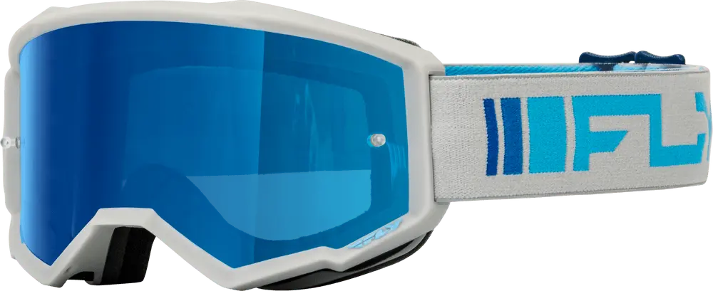 Fly Apparel Sliver/Blue w/Dark Blue Mirror/Smoke Lens / Adult Fly Zone Goggles 2025 37-51523 191361408267 Jorgensen Powersports