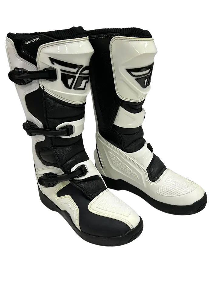 Fly Apparel USED: Fly Maverick Enduro Boots White Size 11 364-67511 U2 Jorgensen Powersports