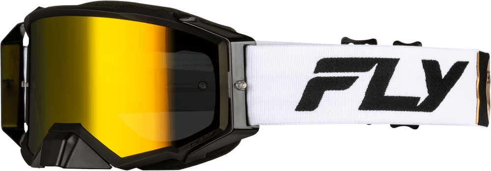 Fly Apparel White/Black/Gold w/Gold Mirror/Smoke Lens / Adult Fly Zone Pro Goggles 2025 37-5189 191361474484 Jorgensen Powersports