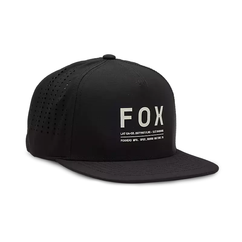 Fox Apparel Black Fox Non Stop Tech Snapback Hat 31642-001-OS 191972813467 Jorgensen Powersports