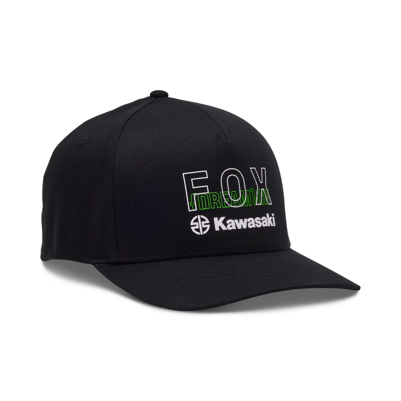 Fox Apparel Black / S/M Fox X Kawasaki FlexFit Hat 32242-001-S/M 191972880216 Jorgensen Powersports