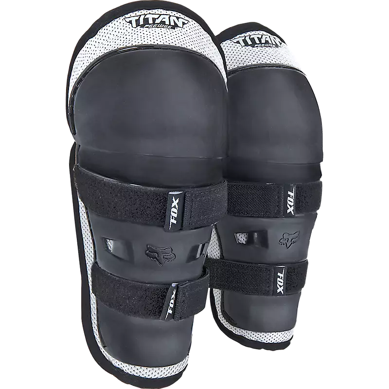 Fox Apparel Black/Silver Fox Peewee Titan Knee/Shin Pads 08037-464-OS 884065822230 Jorgensen Powersports