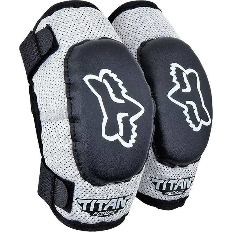 Fox Apparel Black/Silver Fox Peewee Titan S/M Elbow Pads 08038-464-OS 884065822216 Jorgensen Powersports