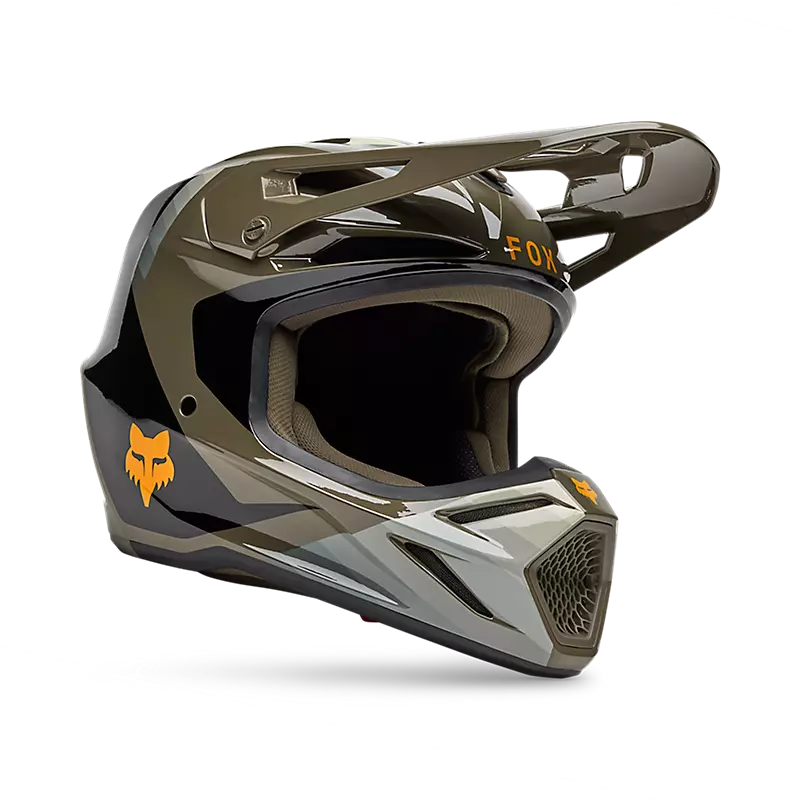 Fox Apparel Brown/Black / Medium Fox V3 Fade Helmet 2025 33529-539 M 198571001516 Jorgensen Powersports