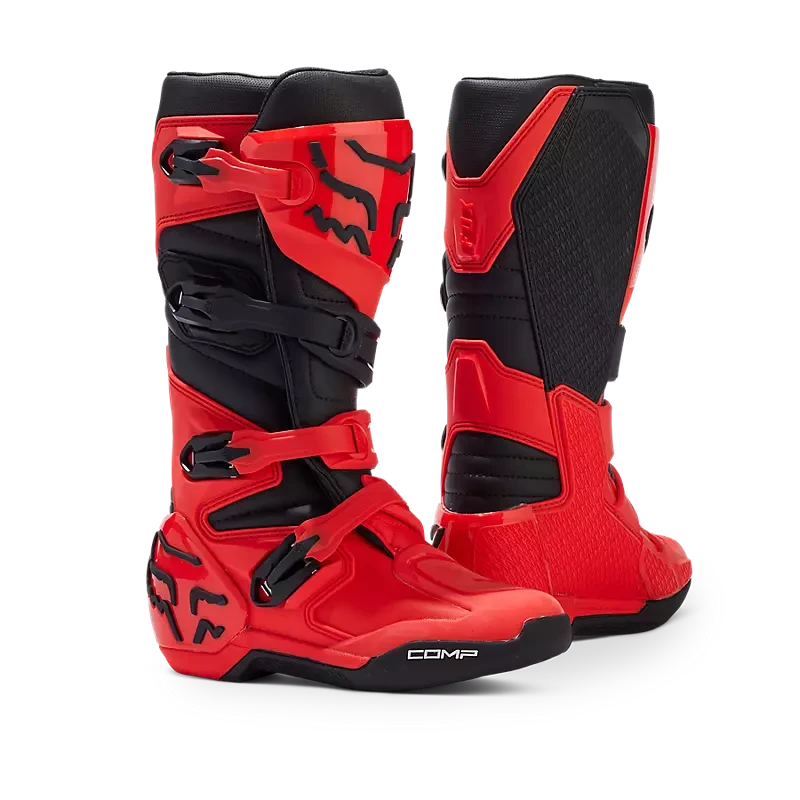 Fox Apparel Flo Red / 1 Big Kid Fox Comp Boots Youth 30471-110-1 191972768545 Jorgensen Powersports