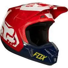 Fox Preme V2 Off-Road Motorcycle Helmet (Red/White/Navy, Medium) USED Fox