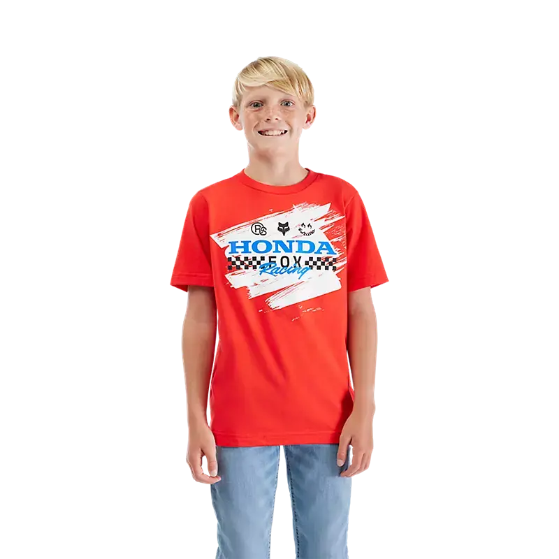 Fox Apparel Fox Racing x Honda Youth T-Shirt – 2025 Kids Graphic Tee Jorgensen Powersports