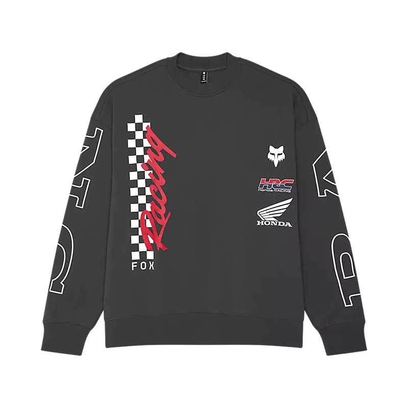 Fox Apparel Gray / Small Fox Racing x Honda Oversized Fleece Crewneck – 2025 Limited Edition 33374-330-S Jorgensen Powersports