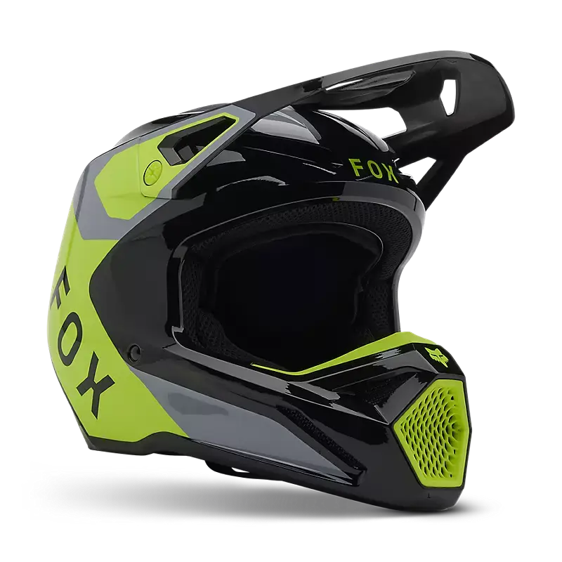 Fox Apparel Grey/Yellow / Youth Small Fox V1 Lean Helmet Youth 33046-086-YS 191972951923 Jorgensen Powersports
