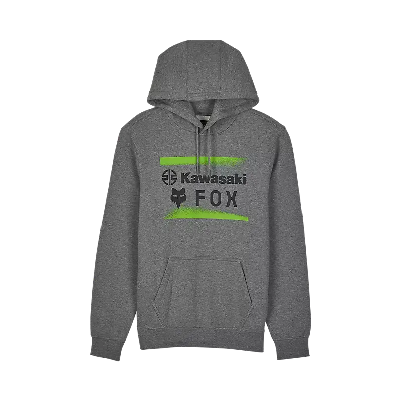Fox Apparel Heather Graphite / Small Fox X Kawasaki Fleece Pull Over 32105-185-S 191972902475 Jorgensen Powersports