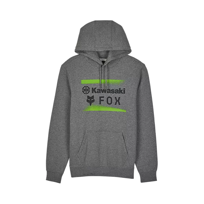 Fox Apparel Heather Graphite / Small Fox X Kawasaki Fleece Pull Over 32105-185-S 191972902475 Jorgensen Powersports