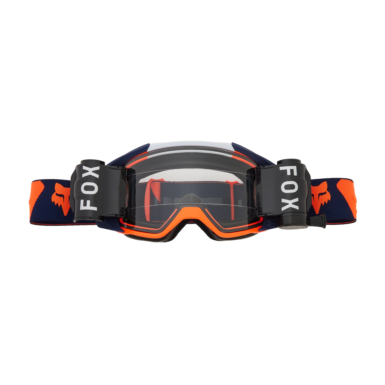 Fox Apparel Navy/Orange Fox Vue Roll Off Goggles 31354-425-OS 191972849695 Jorgensen Powersports