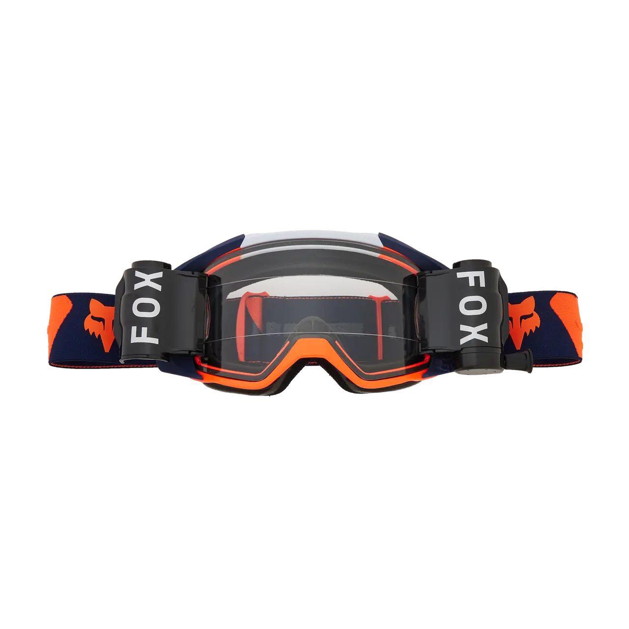 Fox Apparel Navy/Orange Fox Vue Roll Off Goggles 31354-425-OS 191972849695 Jorgensen Powersports
