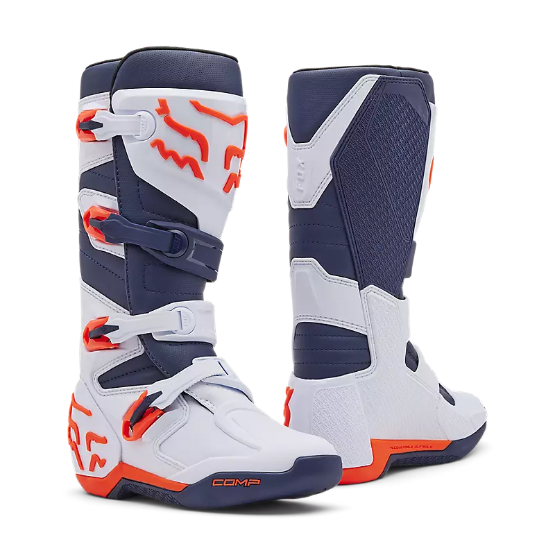 FOX Apparel White/Navy / 9 Fox Racing Comp Motocross Boots 28373-139-9 191972965128 Jorgensen Powersports