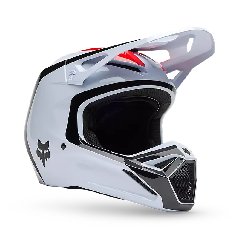 Fox Apparel White/Red / Small Fox V1 Flow Helmet 2025 33701-077 S Jorgensen Powersports