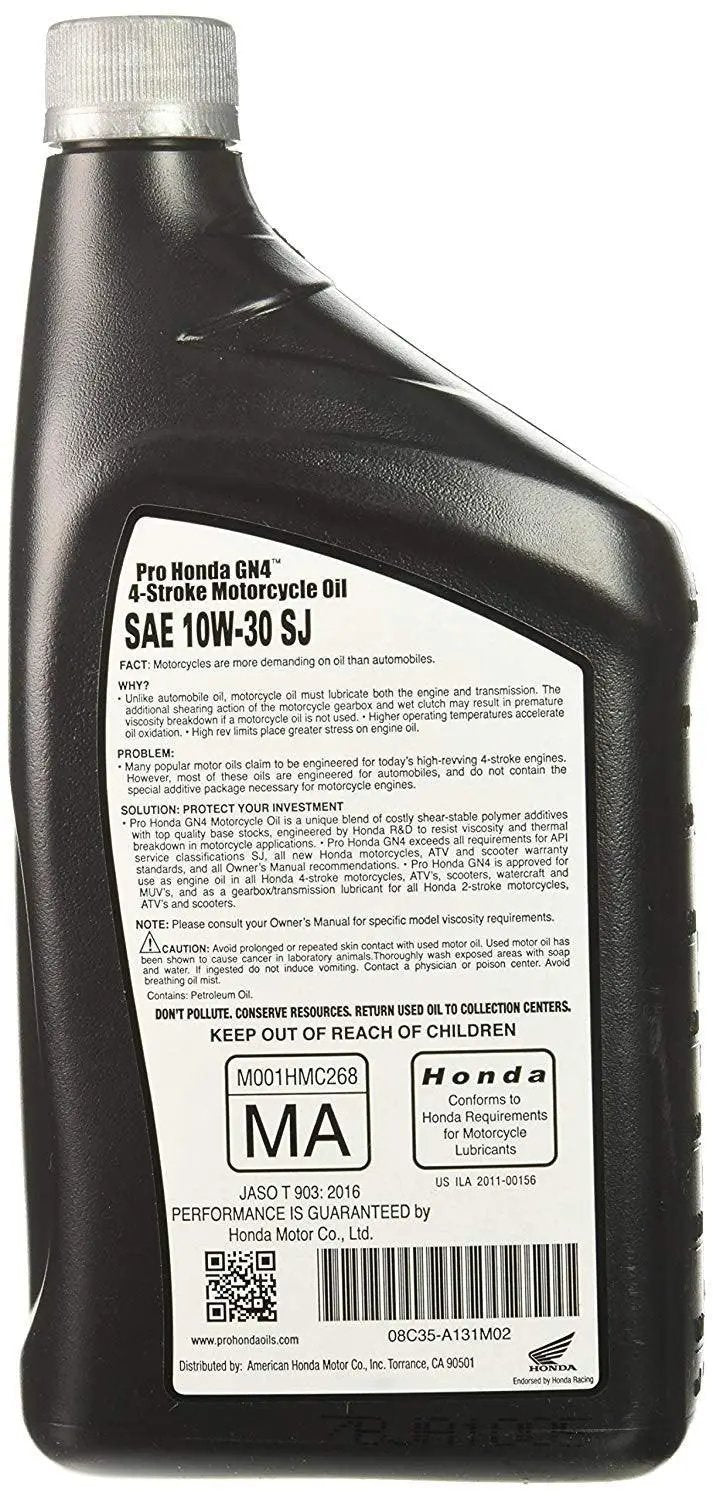 Honda Automotive Parts and Accessories Honda GN4 Motor Oil 10w/30 - 1 Quart 08C35-A131M02 Jorgensen Powersports