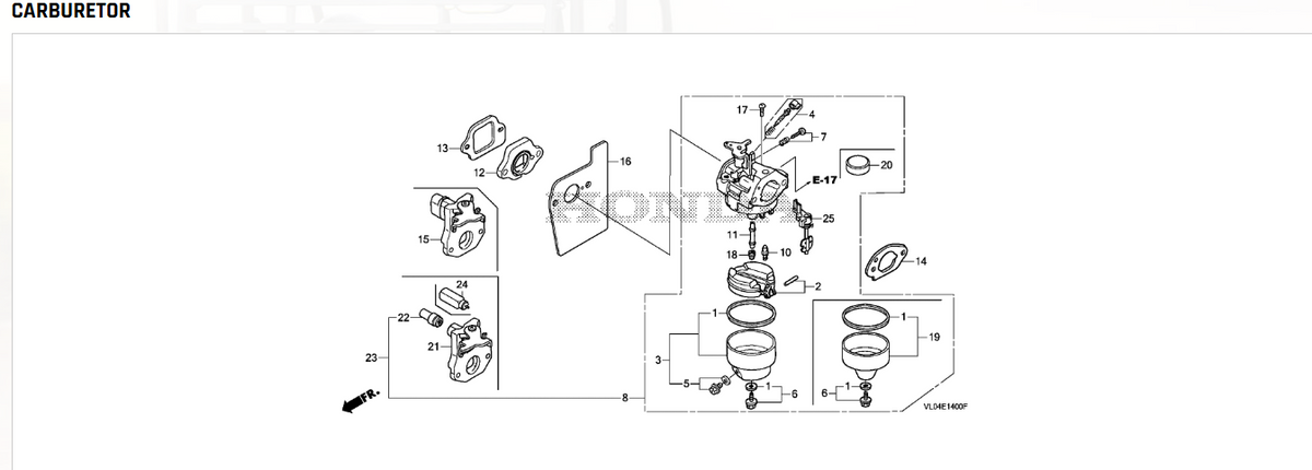 Honda Carburetor 16100-Z8B-901 OEM, Fits GCV160 / HRR216 Mowers Honda
