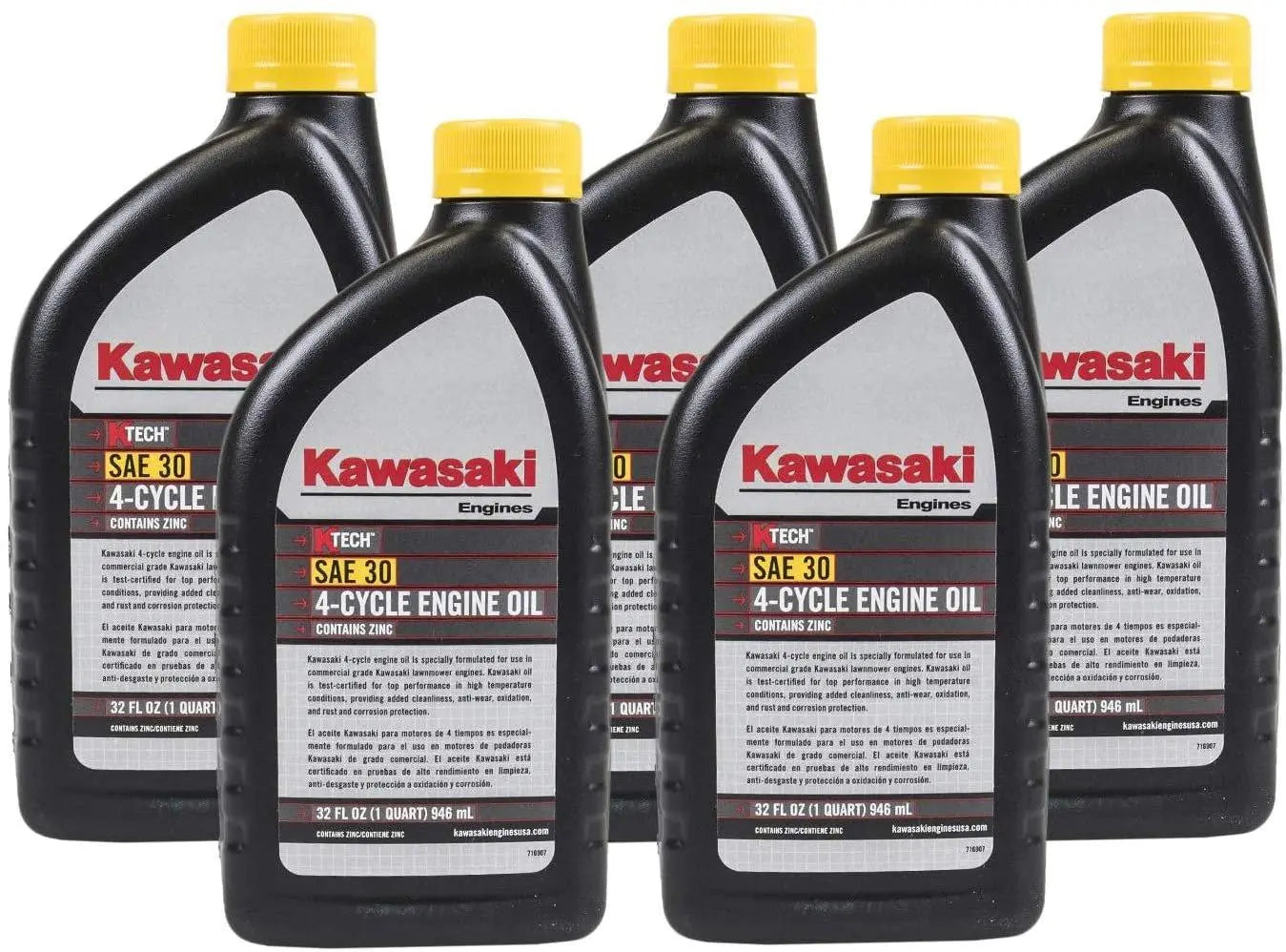 Kawasaki K-Tech 4-Cycle Engine Oil - 1 Quart 5-Pack Kawasaki