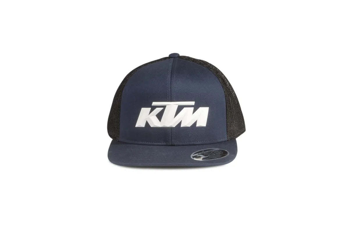 KTM Apparel Navy KTM Logo Trucker Hat 3PW250054000 Jorgensen Powersports