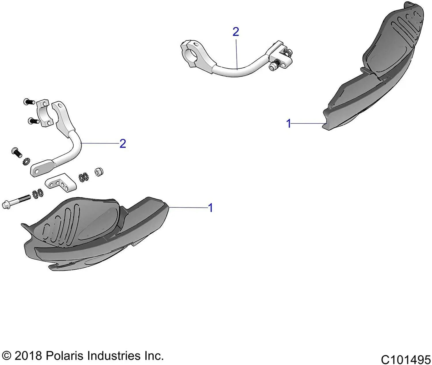 Polaris ATV Handguard Mounts 2889341 Polaris