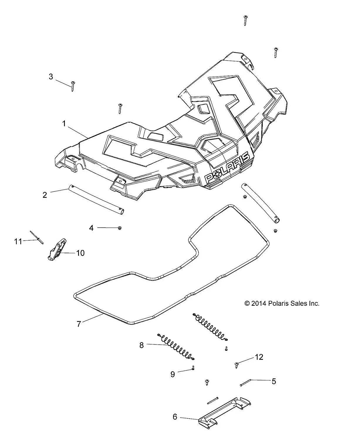 Polaris Front Rack With Plugs Assembly 2636440-070 Polaris