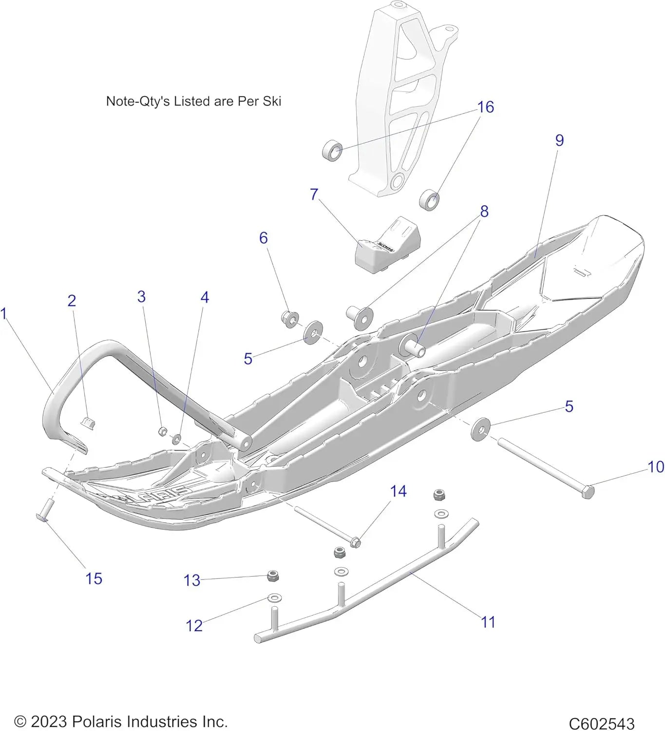 Polaris 60° 3 in. Executive Carbide Skags – Gripper Ski, Part 2875723 USED - Jorgensen Powersports