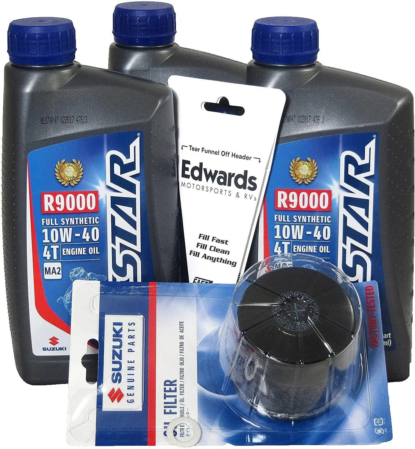 Suzuki 4T Full Synthetic Oil Change Kit 10w/40 - 3 Quarts Suzuki
