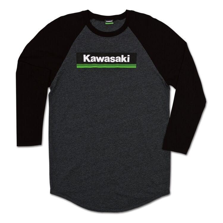 Kawasaki Apparel Large Kawasaki Raglan Baseball Style T-Shirt K009-2543-GYLG Jorgensen Powersports