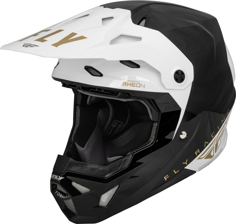 FLY RACING FORMULA CP SLANT HELMET BLACK/WHITE/GOLD Fly