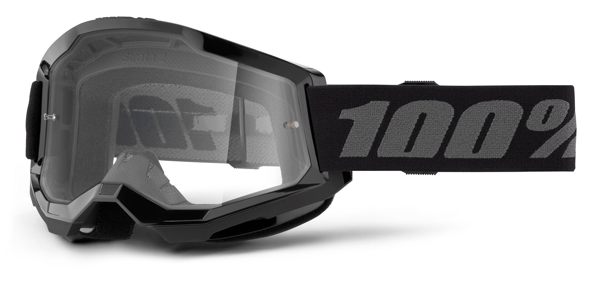 100% Sports Black Strata 2 Goggles 5651-1005-00 196261045253 Jorgensen Powersports