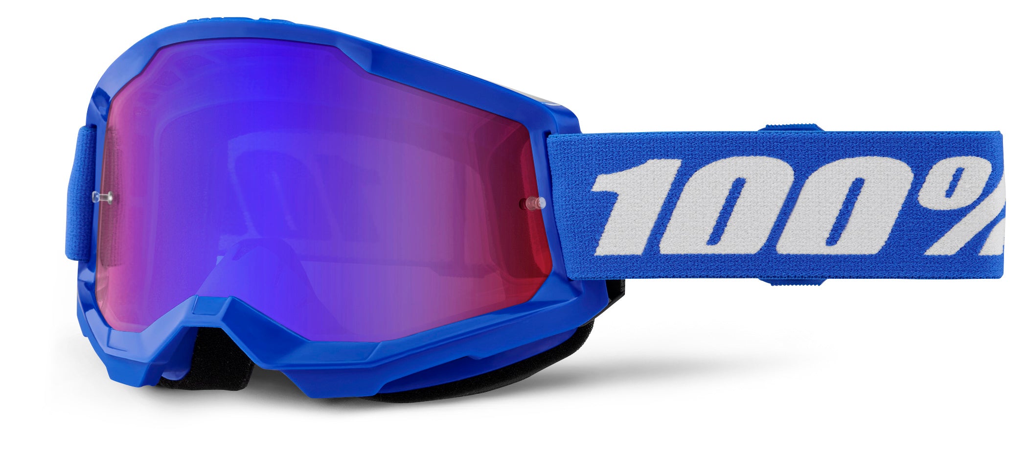 100% Sports Blue Mirror Red/Blue Strata 2 Goggles 5652-1002-00 196261045383 Jorgensen Powersports