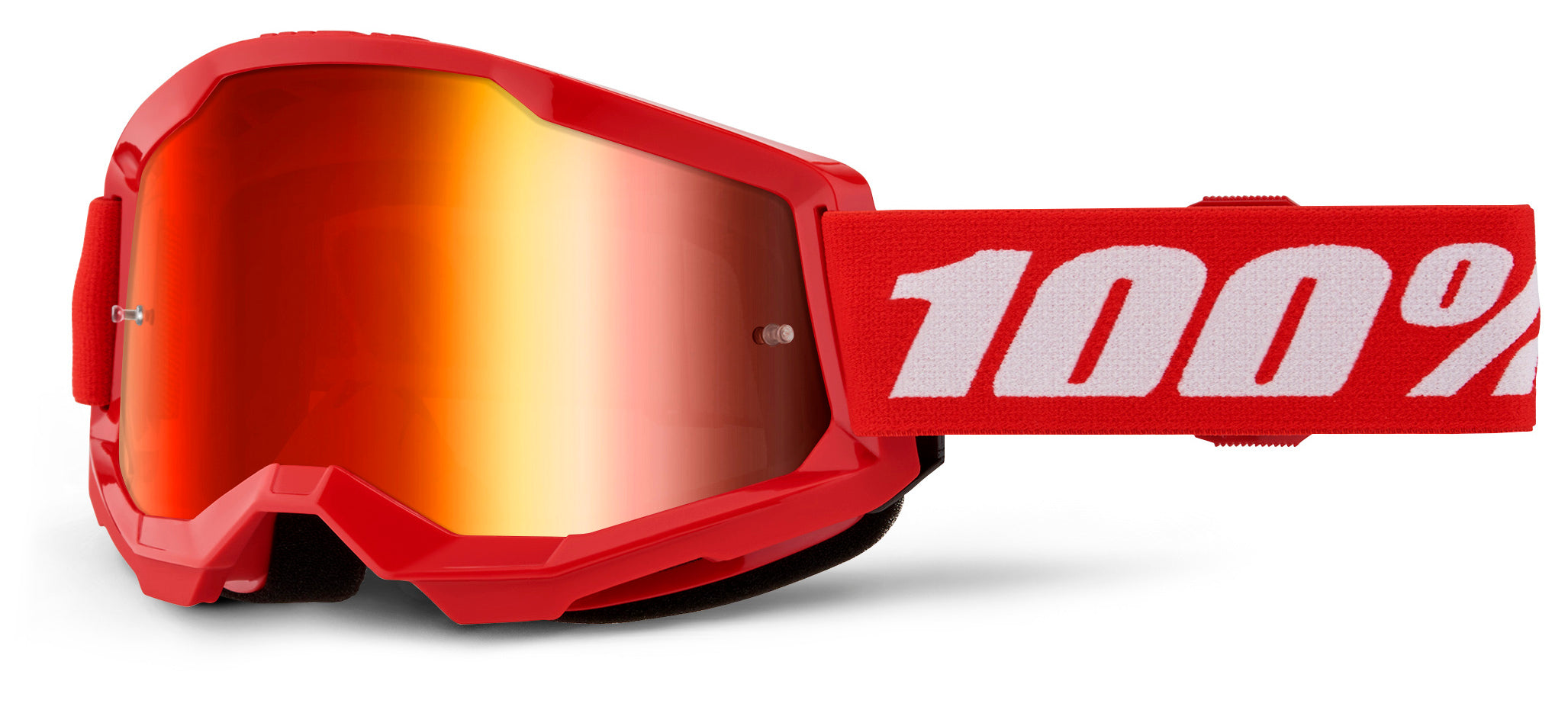 100% Sports Red Mirror Red Strata 2 Goggles 5652-1001-00 196261045420 Jorgensen Powersports