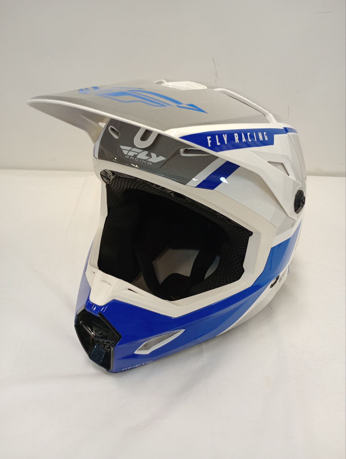 Fly Apparel Fly Kinetic Drift Helmet (Blue/Charcoal/White, Youth Large) USED 73-8641YL U Jorgensen Powersports