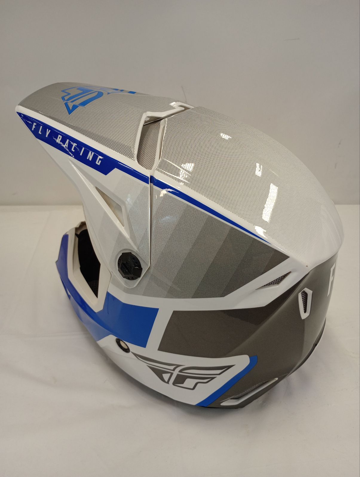 Fly Apparel Fly Kinetic Drift Helmet (Blue/Charcoal/White, Youth Large) USED 73-8641YL U Jorgensen Powersports