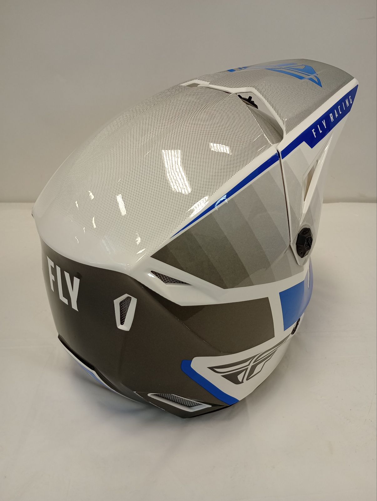 Fly Apparel Fly Kinetic Drift Helmet (Blue/Charcoal/White, Youth Large) USED 73-8641YL U Jorgensen Powersports